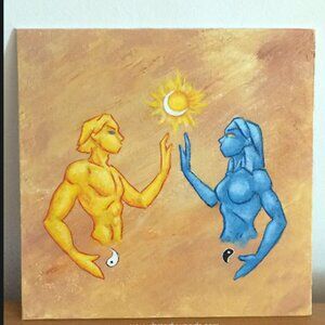 10x10 original acrylic painting soulmates twin flames love romance
